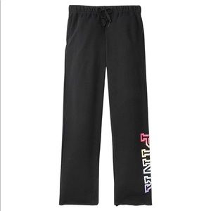 Victoria’s Secret Everyday Lounge Boyfriend Pants - Black / Rainbow sz L 399544